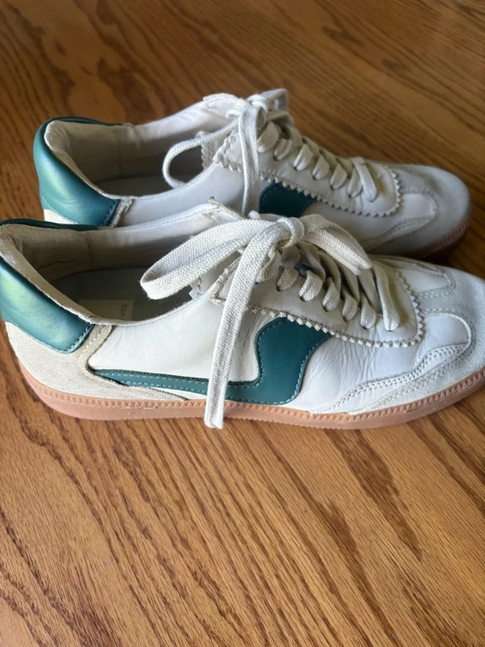 Dolce Vita Cream and Teal Low-Top Sneakers
